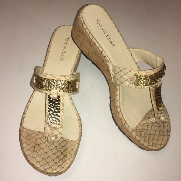 BIN Taryn Rose Gold Reptile Sandals 