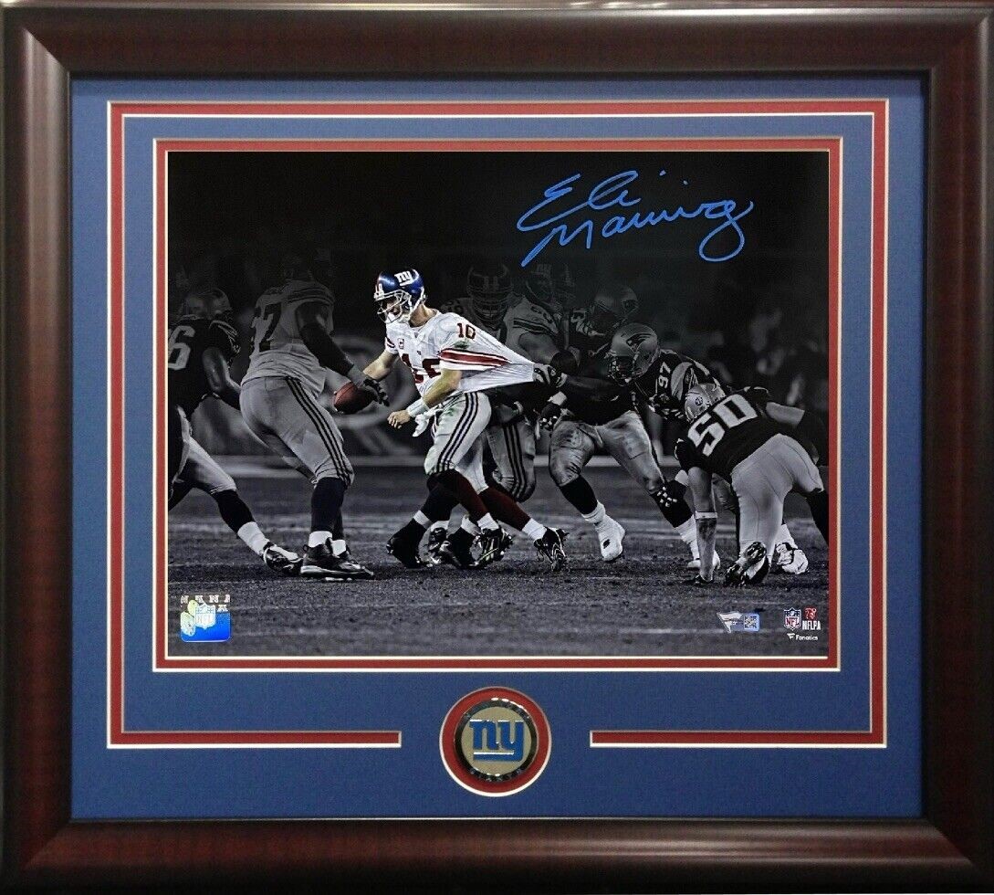 David Tyree Super Bowl Helmet Catch NY Giants Autographed 16x20 Framed  Photo Inscribed The Catch