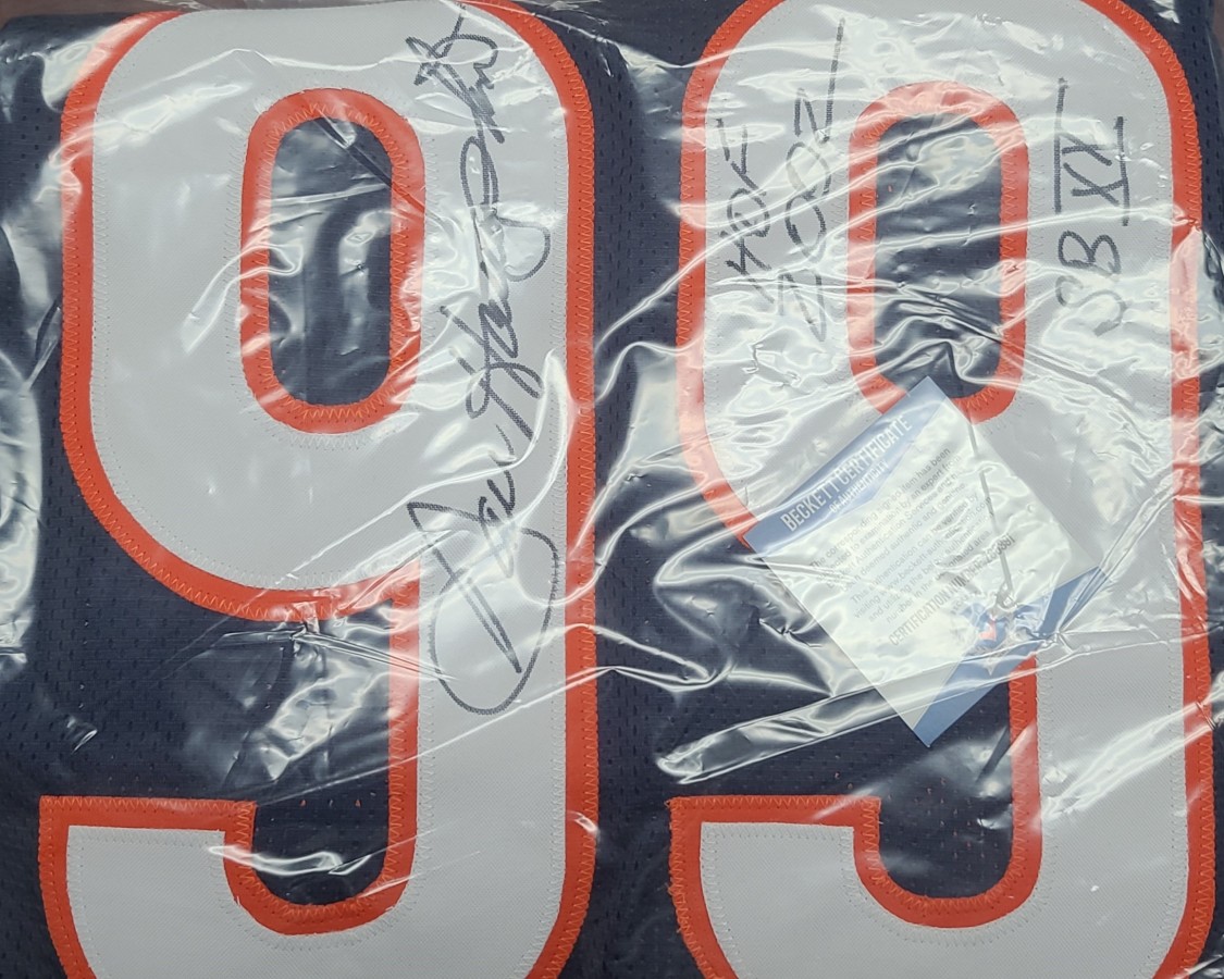 Dan Hampton 99 Bears Autographed Signed Jersey with Embroidered Stats Blue  JSA WITNESS COA