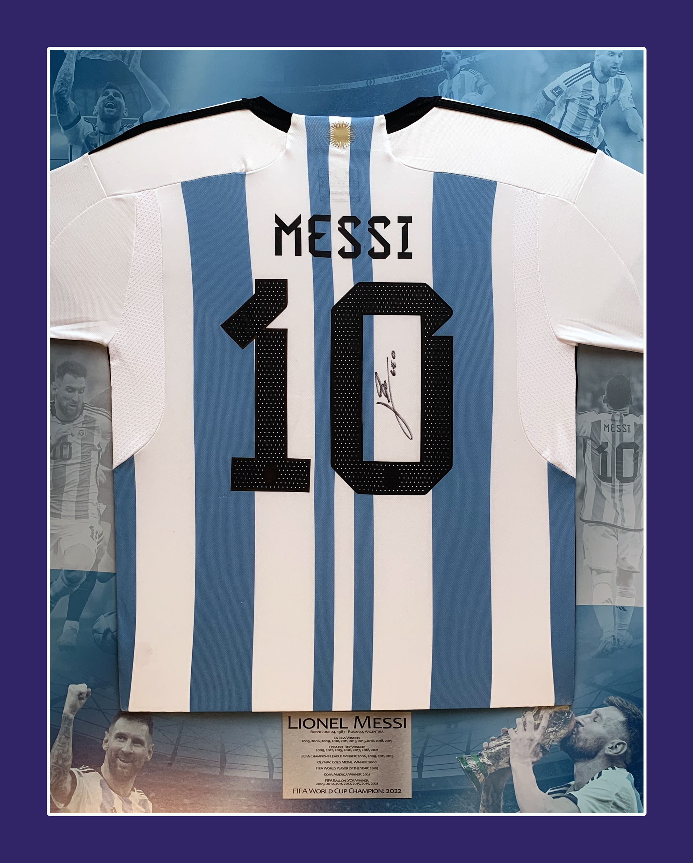 Lionel Messi Personally Signed FIFA World Cup 2022 Argentina Home Shir –  Sports Online