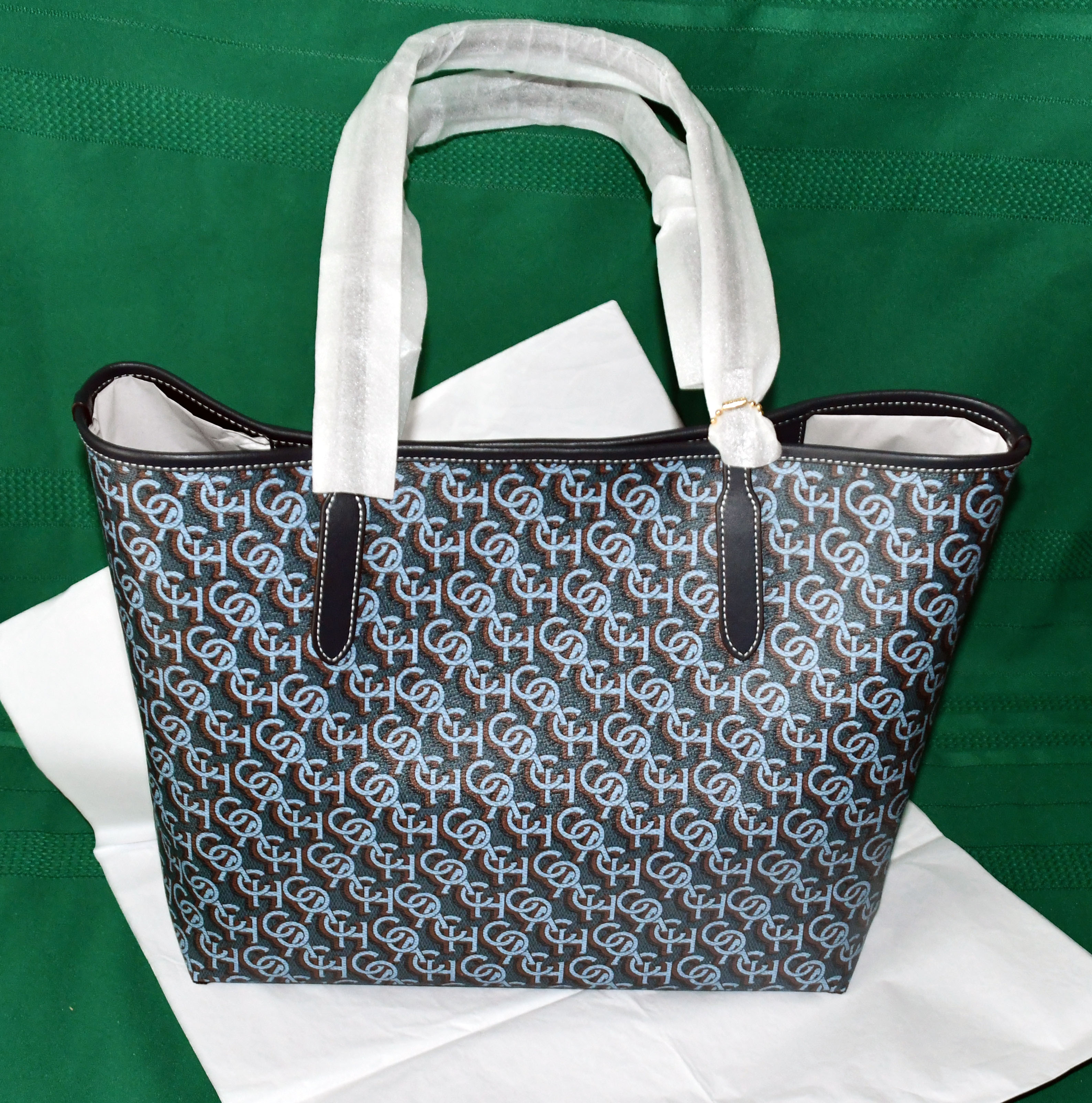 Coach CF342 City Tote with Coach Monogram Print in Green