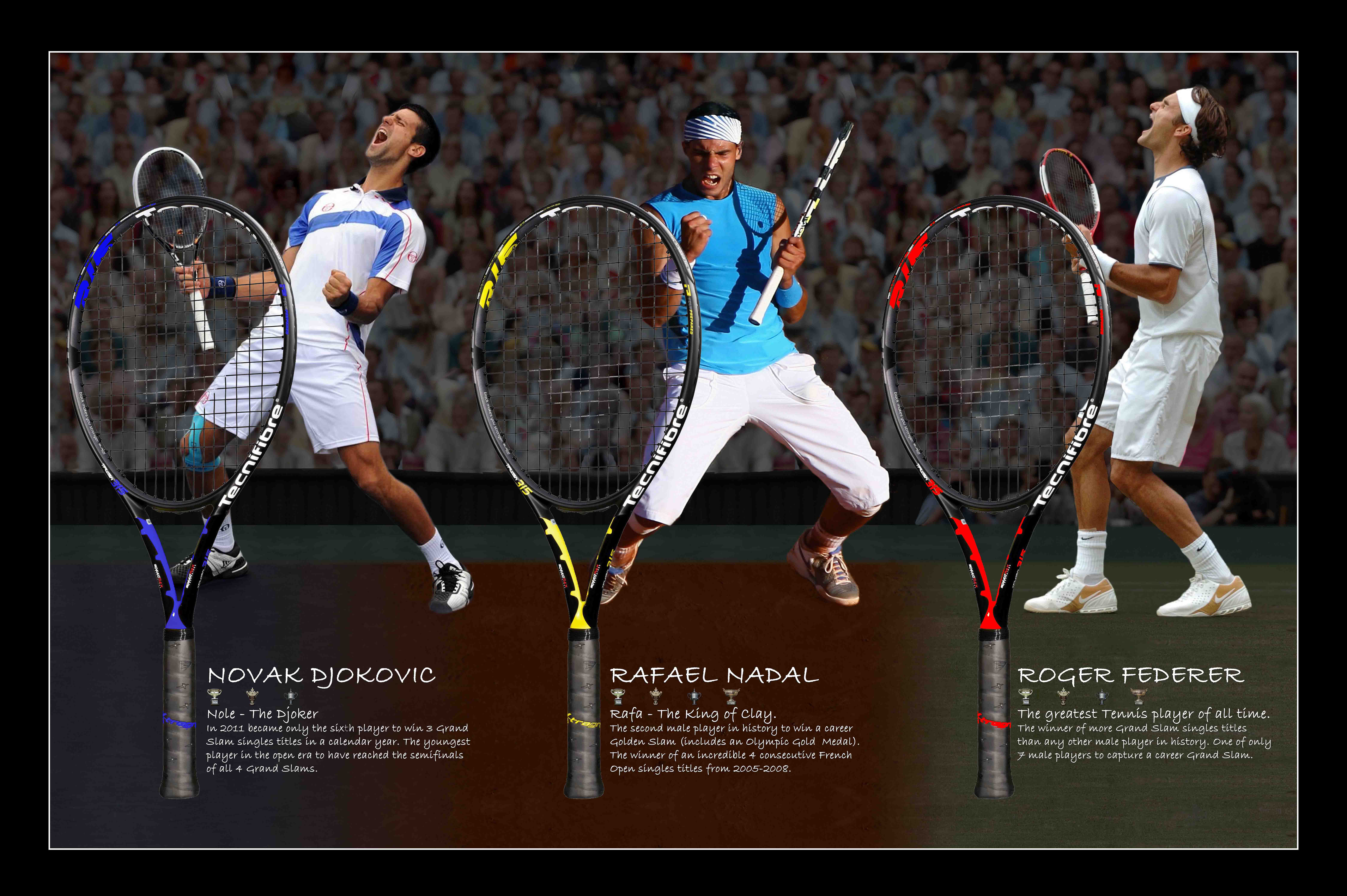 The Big Three Grand Slam Novak Djokovic Federer Nadal signature