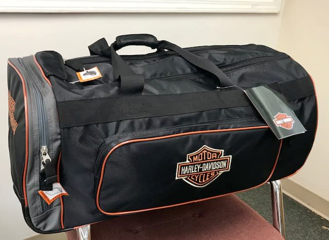 Harley davidson leather duffle bag hot sale