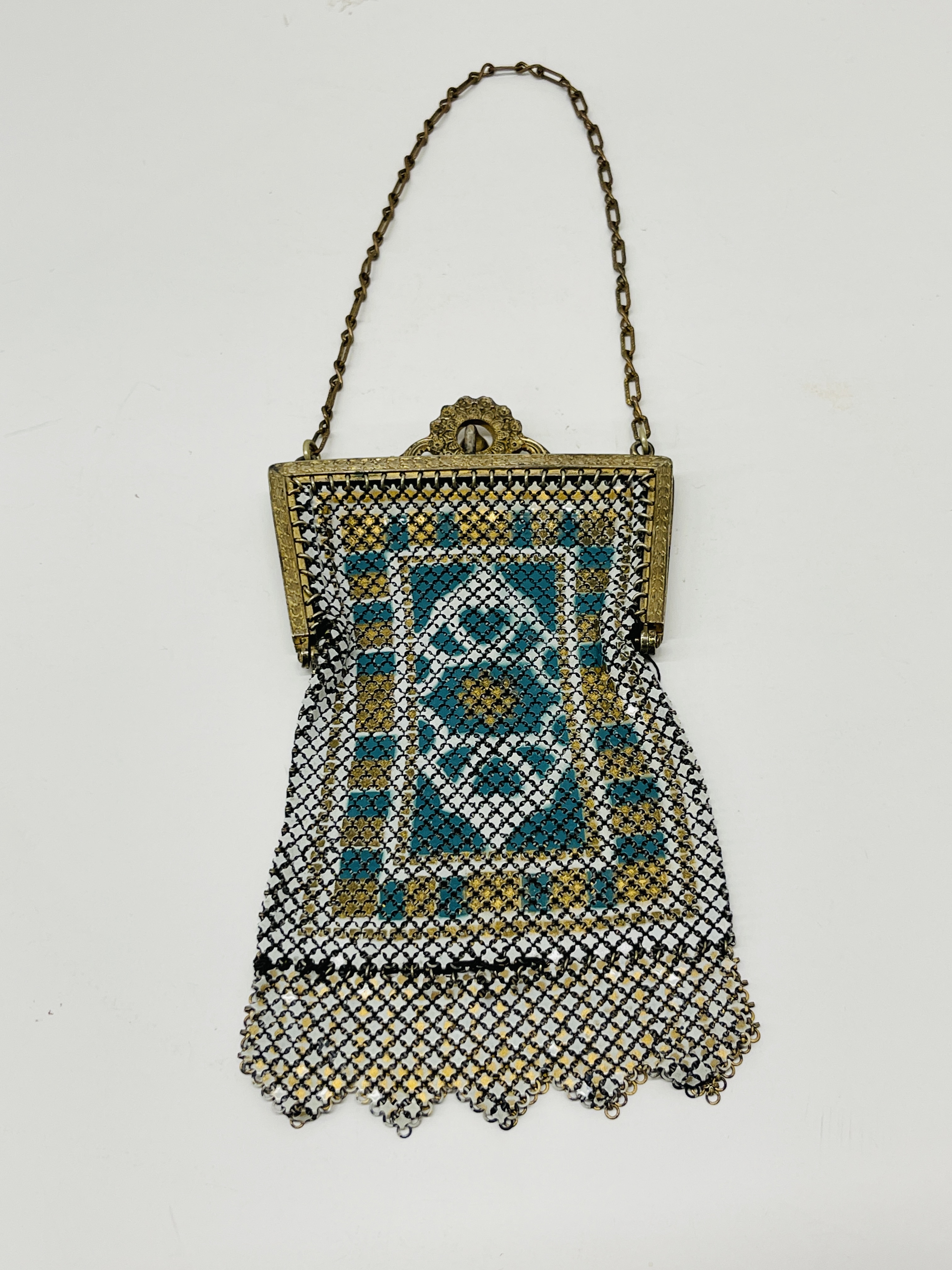 Mandalain Mesh Purse Vintage 1920 Enameled Mesh Handbag